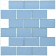 Art3d Peel and Stick Backsplash Tile 12"x12 Subway 3D Wall Sticker Wallpaper   Kitchen Bathroom Self Adhesive Removable Stick in Blue (10-Pack)