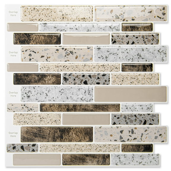 Art3d Peel and Stick Backsplash TileFaux Stone Stacking Design 12 in. x 12 in. (10-Pack)