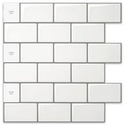 Art3d Peel and Stick Backsplash Tile Floral White Wall Tile 12 in. x 12 in. (10-Pack)