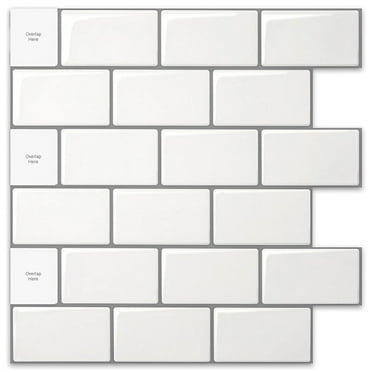 Art3d Peel and Stick Backsplash Tile Floral White Wall Tile 12 in. x 12 in. (10-Pack)