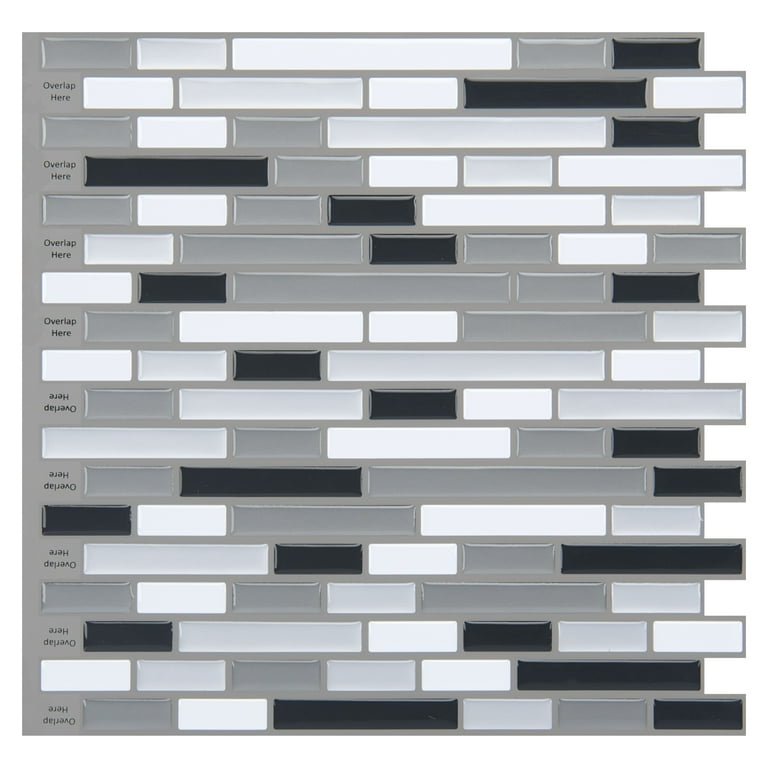 Art3d 12 in. x 12 in. Grey Peel and Stick Wall Tile Backsplash for Kitchen (10-Pack) Art3d 12 in. x 12 in. Grey Peel and Stick Wall Tile Backsplash for Kitchen (10-Pack)
