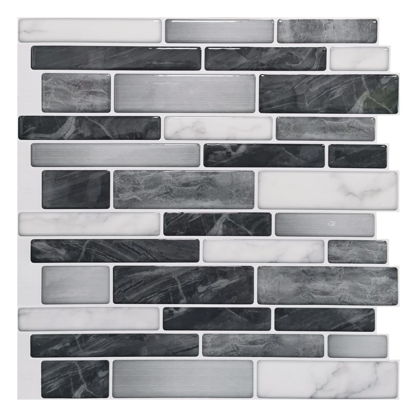 Art3d Peel and Stick Backsplash Tile Marble Black Wall Tile 12 in. x 12 in. (10-Pack)