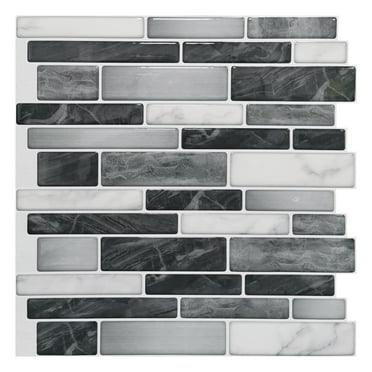 Art3d Peel and Stick Backsplash Tile Marble Black Wall Tile 12 in. x 12 in. (10-Pack)