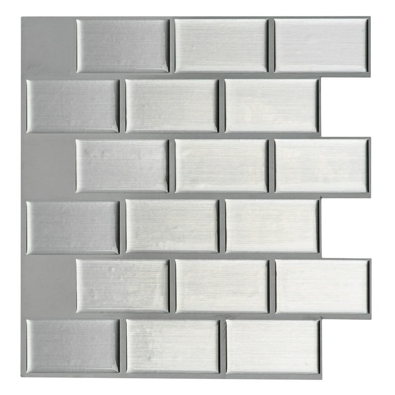 Art3d Silver Metal 12 in. x 12 in. Peel and Stick Wall Tile Backsplash (6-Pack) Art3d Silver Metal 12 in. x 12 in. Peel and Stick Wall Tile Backsplash (6-Pack)
