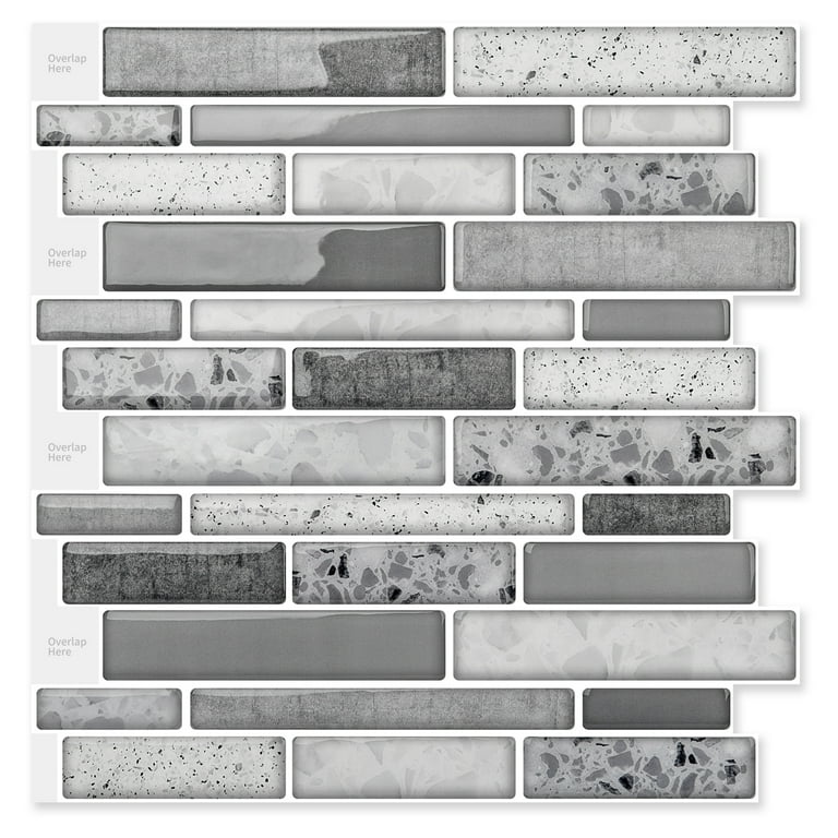 Art3d 12 in. x 12 in. Grey Peel and Stick Wall Tile Backsplash for Kitchen (10-Pack) Art3d 12 in. x 12 in. Grey Peel and Stick Wall Tile Backsplash for Kitchen (10-Pack)