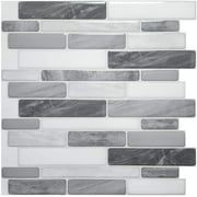 Art3d Peel and Stick Backsplash Tiles for Kitchen in Grey Marble 12 in. x 12in. (10-Pack)