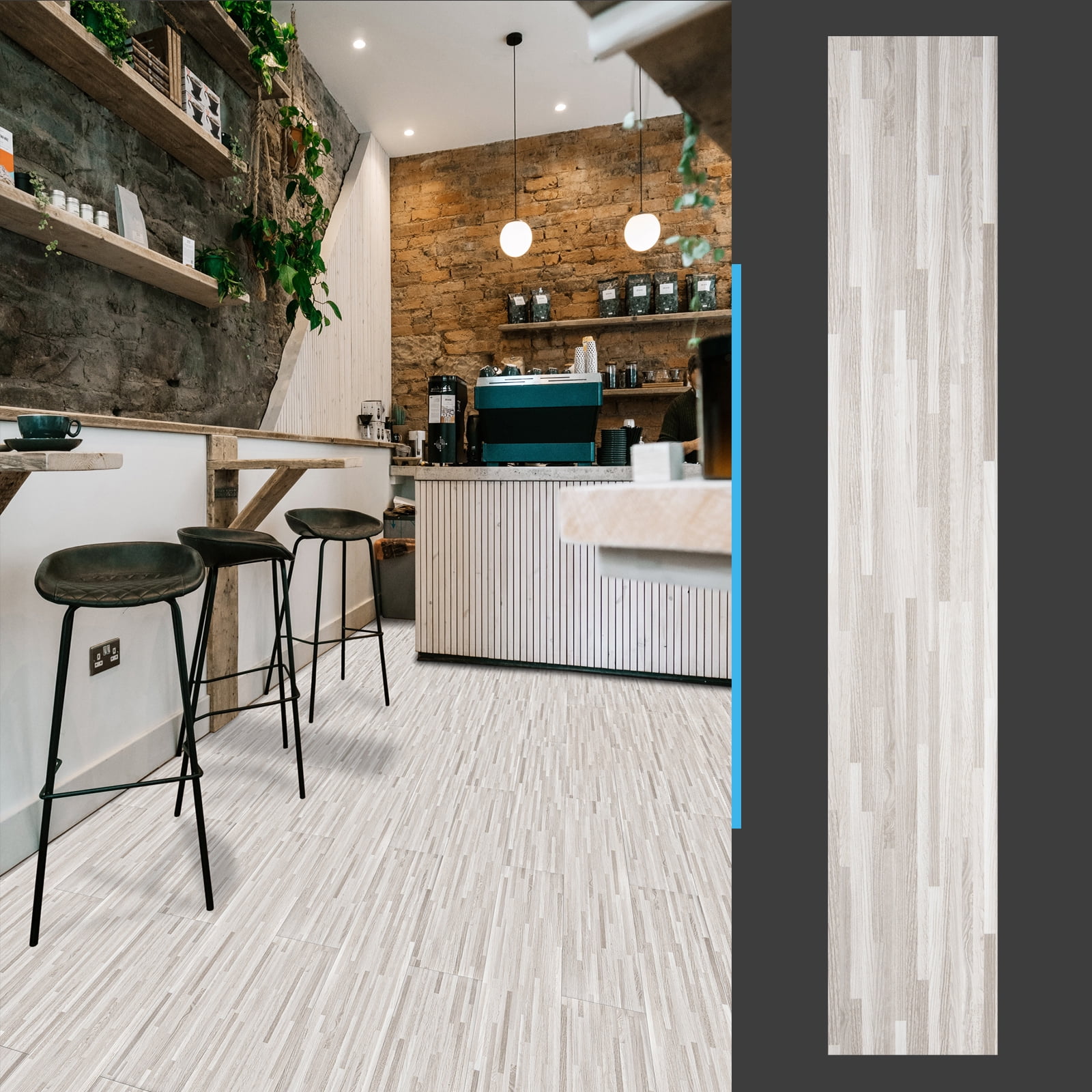 Art3d Peel and Stick Floor Tile Vinyl Wood Plank 36-Pack 54 Sq.Ft，Dusty Grey，Rigid Surface Hard Core Adhesive Flooring