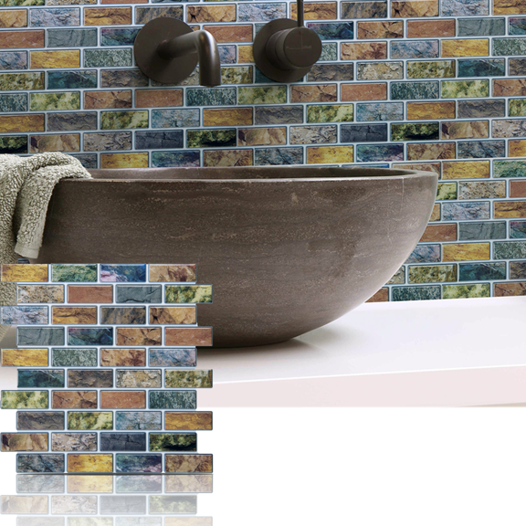 Art3d 10-Sheet Peel & Stick Kitchen Backsplash Sticker, 12" X 12" Faux Ceramic Tile Design
