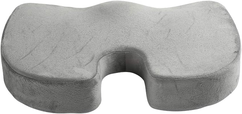Art3d Premium Orthopedic Memory Foam Coccyx Seat Cushion Tailbone Pain, Sciatica Back Pain Relief - Office Chair Wheelchair Car Seat Cushion - Grey