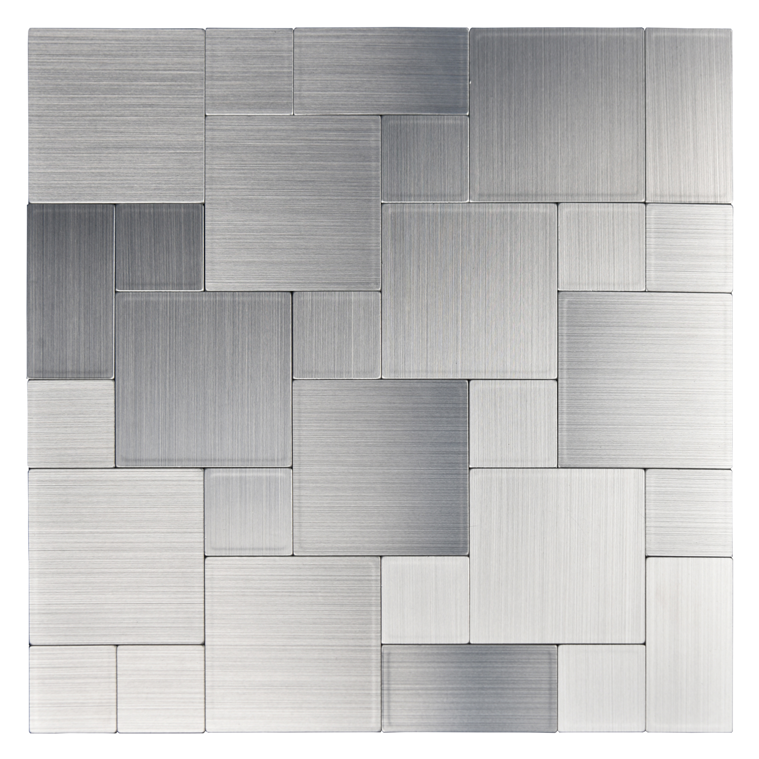 Art3d Puzzle Brushed Silver Square 12 in. x 12 in. Peel and Stick ...