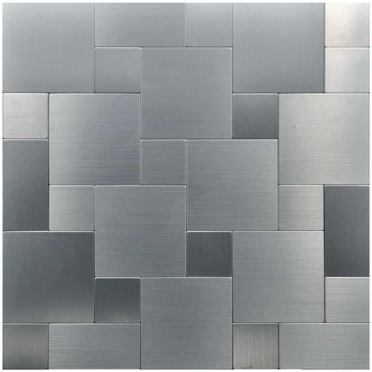 Art3d Brushed Silver 12 in. x 12 in. Peel and Stick Bathroom/Kitchen Backsplash Tile (5-Pack) Art3d Brushed Silver 12 in. x 12 in. Peel and Stick Bathroom/Kitchen Backsplash Tile (5-Pack)