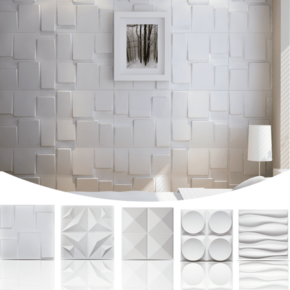 Art3d Pyramid Design 19.7 in. x 19.7 in. PVC 3D Wall Panel (12-Pack)