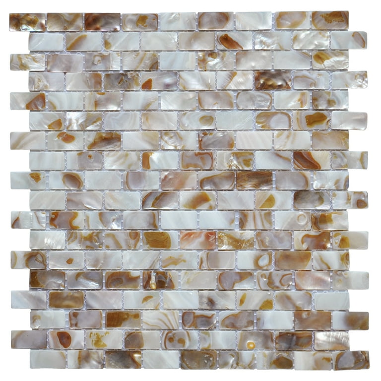 Art3d Rectangle White & Brown with Seams 12 in. x 12 in. Mother of Peral Tile (6-Pack) Art3d Rectangle White & Brown with Seams 12 in. x 12 in. Mother of Peral Tile (6-Pack)