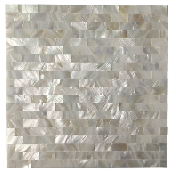 Art3d Rectangle White Seamless 12 in. x 12 in. Peel and Stick Mother of Pearl Tile (6-Pack)