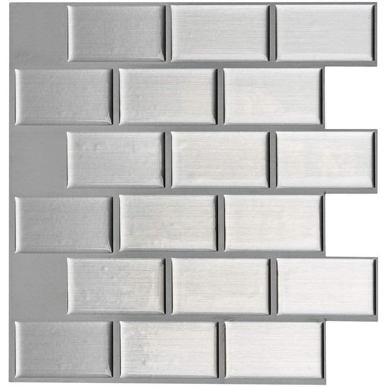 Art3d Silver Metal 12 in. x 12 in. Peel and Stick Wall Tile Backsplash (6-Pack) Art3d Silver Metal 12 in. x 12 in. Peel and Stick Wall Tile Backsplash (6-Pack)