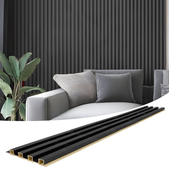 Art3d Slat Wall Panel,8-Pack 96 x 6in Covering 32sq.ft,WPC Acoustic Diffuser Panel- Matte Black
