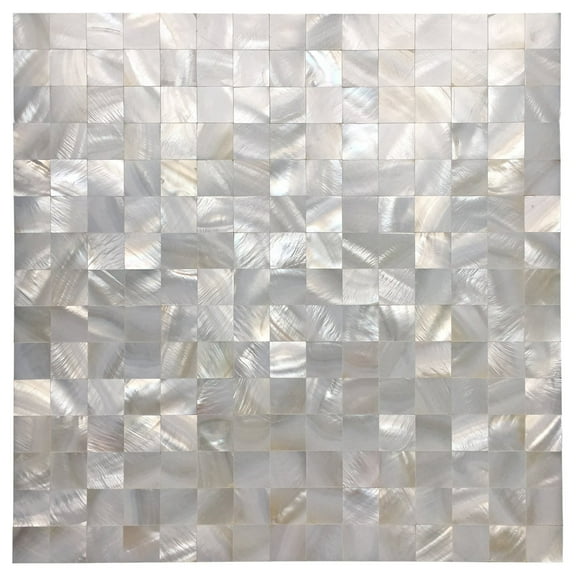 Art3d Square White Seamless 12 in. x 12 in. Peel and Stick Mother of Pearl Tile (6-Pack)