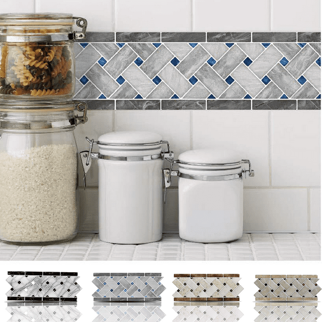 Art3d Tile Borders Peel and Stick Backsplash 12.4"x5" Removable ...