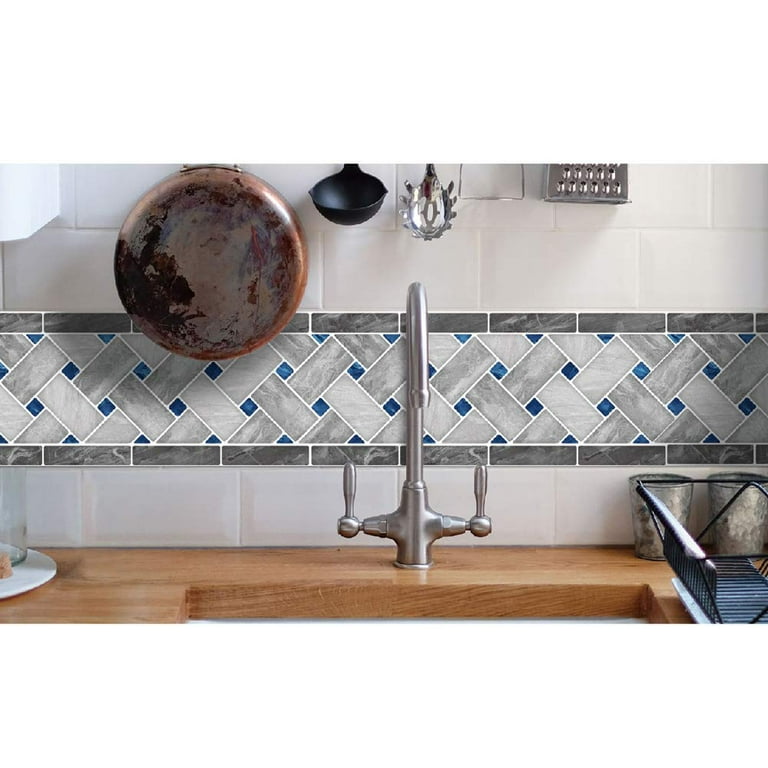 Tile Borders Peel and Stick Backsplash, Removable Backsplash for Kitchen, Bathroom, Set of 8 Tile Borders Peel and Stick Backsplash, Removable Backsplash for Kitchen, Bathroom, Set of 8