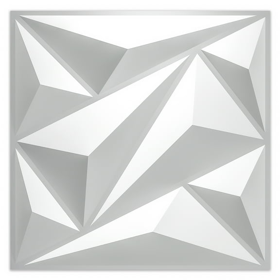 Art3d Triangle diamond in White 19.7 in. x 19.7 in. PVC 3D Wall Panel (12-Pack)