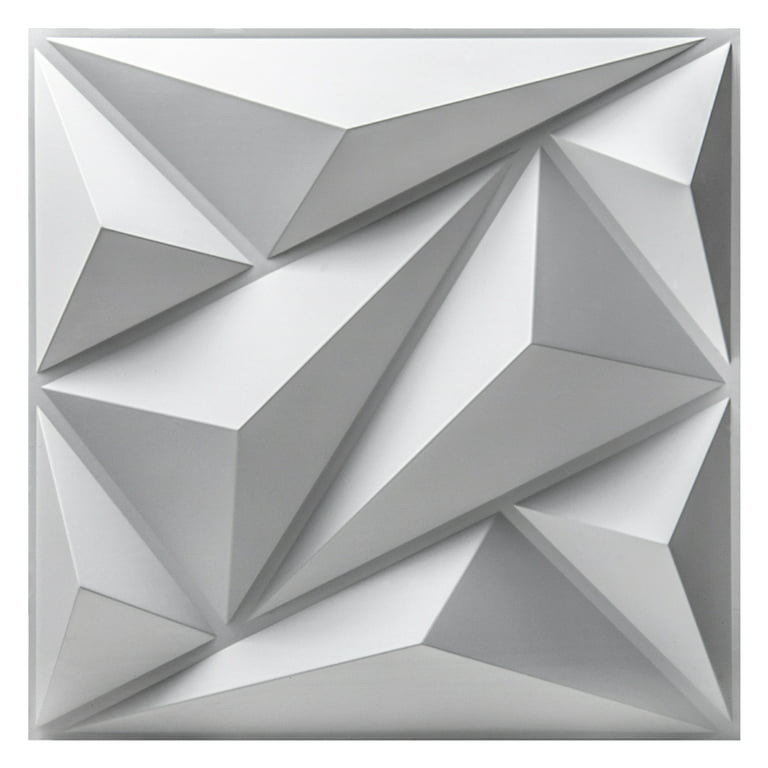 Art3d Triangle diamond in White 19.7 in. x 19.7 in. PVC 3D Wall Panel  (12-Pack) 
