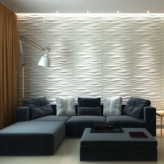 Art3d Wave Design IV 24.6 in. x 31.5 in. PVC 3D Wall Panel (6-Pack)