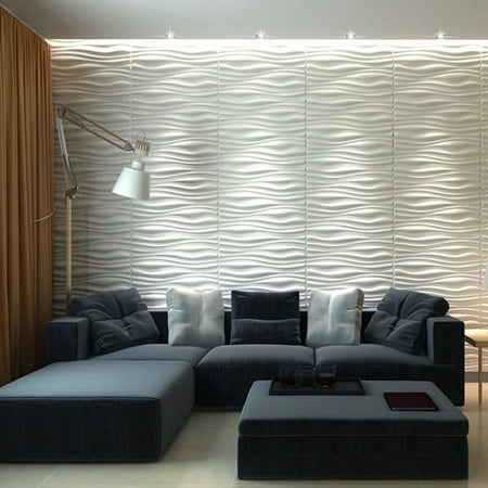 Art3d Wave Design IV 24.6 in. x 31.5 in. Plant Fiber 3D Wall Panel (6-Pack)