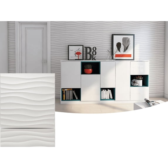 Art3d Wave Design V 19.7 in. x 19.7 in. PVC 3D Wall Panel (12-Pack ...