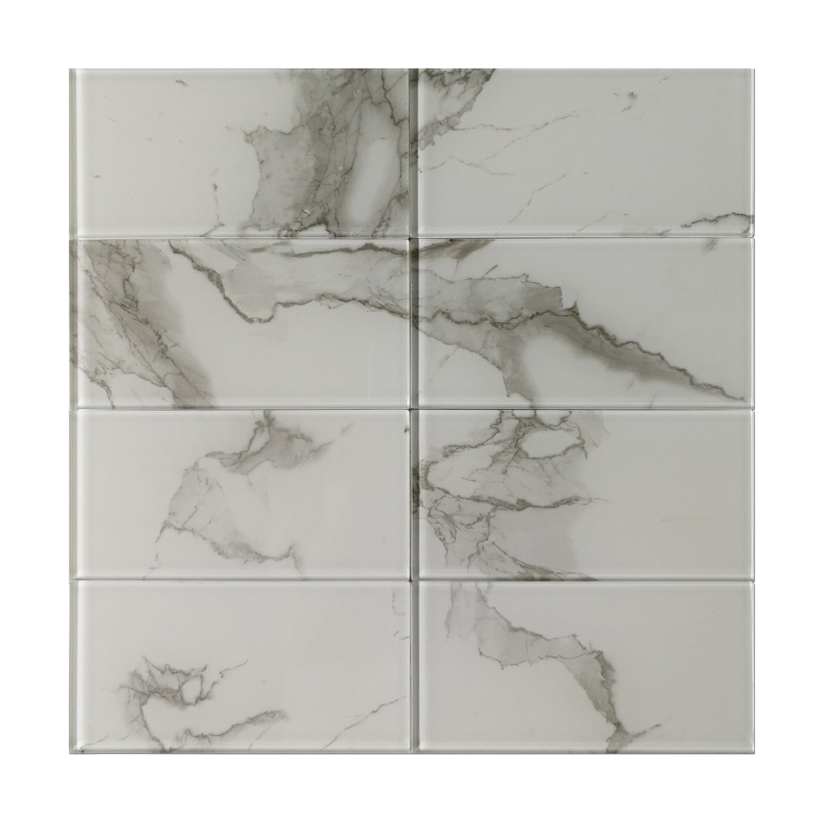 Art3d White Marble 3"x 6" Peel and Stick Glass Tiles for Kitchen Backsplash (32-Pack)
