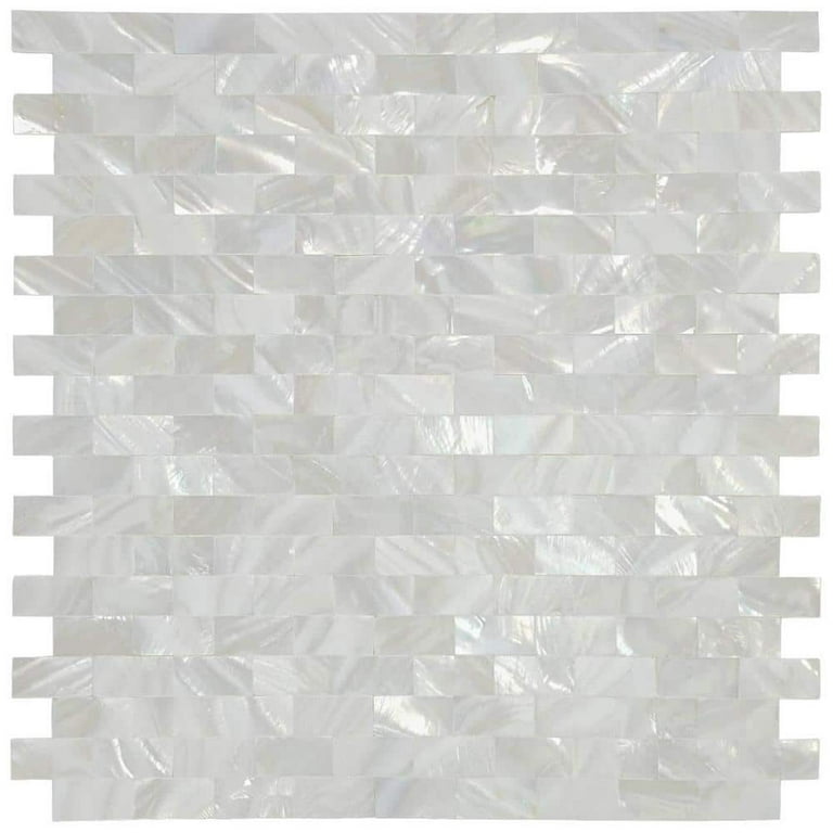 Art3d White Opal Subway Pattern with Seams 12 in. x 12 in. Mother of Peral Tile (1-Pack) Art3d White Opal Subway Pattern with Seams 12 in. x 12 in. Mother of Peral Tile (1-Pack)