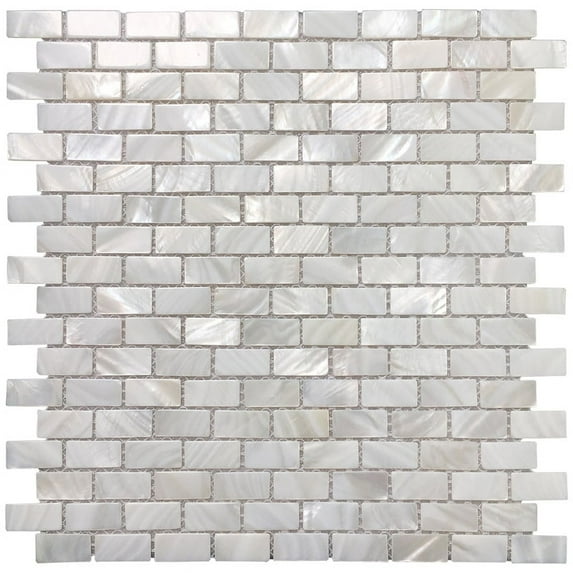 Art3d White Opal Subway Pattern with Seams 12 in. x 12 in. Mother of Pearl Tile (1-Pack)