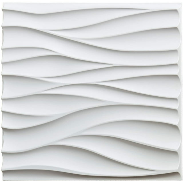 Art3d White PVC 3D Wall Panel Wave Design 19.7