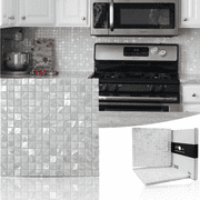 Art3d White Square with Seams 12 in. x 12 in. Mother of Peral Tile 10-Pack