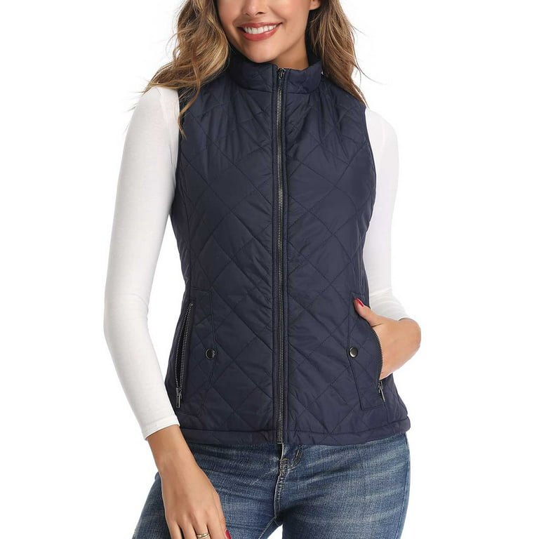 Art3d Women's Vests - Padded Lightweight Vest for Women, Stand Collar  Quilted Gilet with Zip Pockets 
