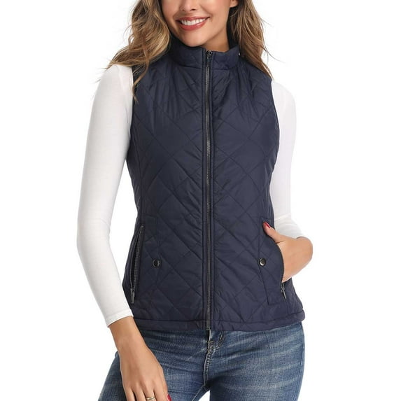 Art3d Women's Vests - Padded Lightweight Vest for Women, Stand Collar Quilted Gilet with Zip Pockets