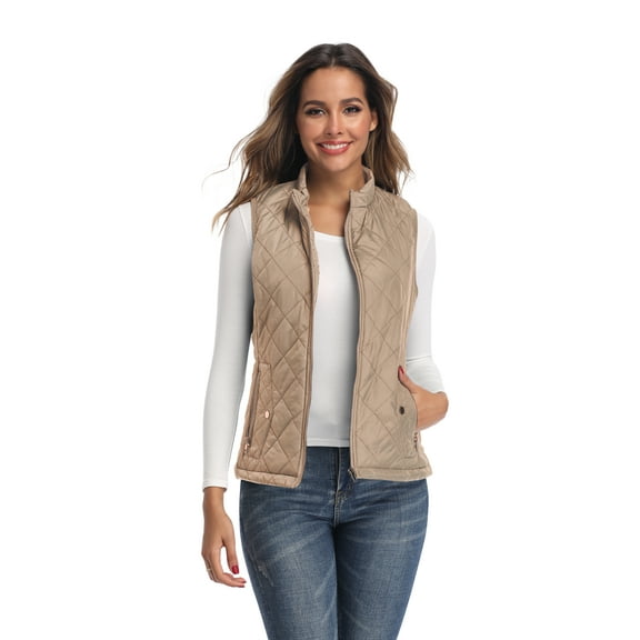 Art3d Women's Vests - Padded Lightweight Vest for Women, Stand Collar Quilted Gilet with Zip Pockets