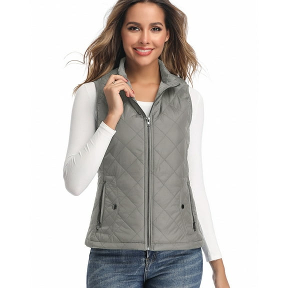 Art3d Women's Vests - Padded Lightweight Vest for Women, Stand Collar Quilted Gilet with Zip Pockets