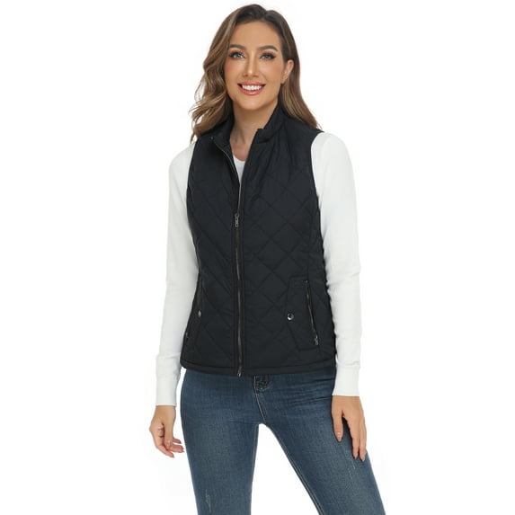 Art3d Women's Vests - Padded Lightweight Vest for Women, Stand Collar Quilted Gilet with Zip Pockets