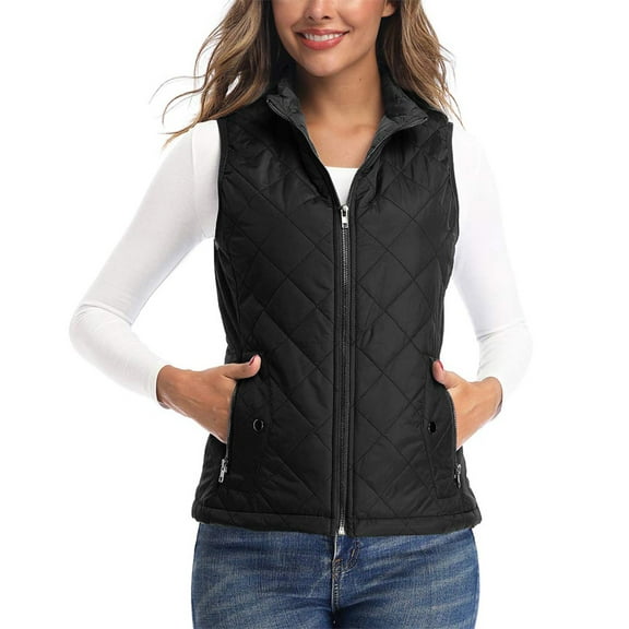 Art3d Women's Vests - Padded Lightweight Vest for Women, Stand Collar Quilted Gilet with Zip Pockets