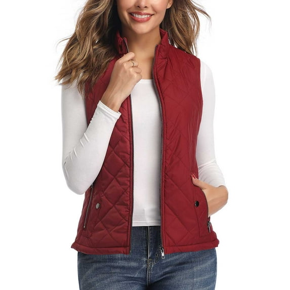 Art3d Women's Vests - Padded Lightweight Vest for Women, Stand Collar Quilted Gilet with Zip Pockets