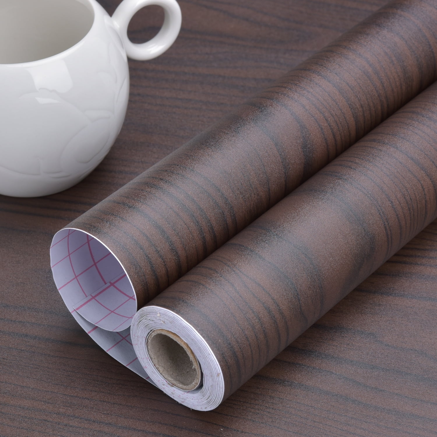 Art3d Wood Choloclate 17.7 in. x 196.9 in. Peel and Stick Waterproof Decorative Contact Wallpaper for Countertops (1-Pack)