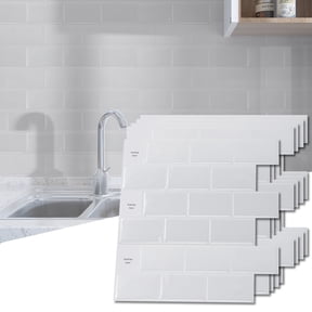 Art3dwallpanel 12"x12" Peel and Stick Backsplash Tiles,10-Sheet White Subway Wall Tile Stickers for Kitched,Bathroom,Countertop,Rentals