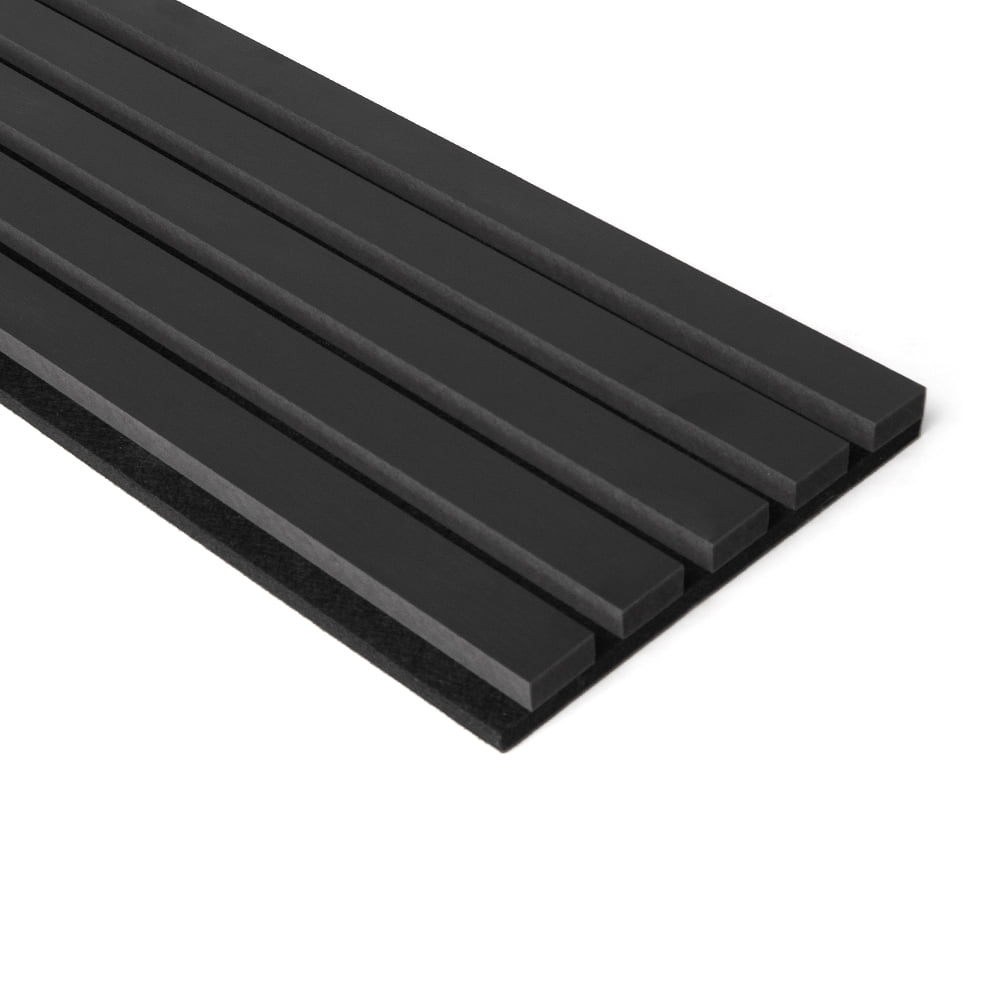 Art3dwallpanel 4Pcs 94.5'' x 7.9'' Wood Slat Acoustic Panels, MDF 3D Wall Panel for Accent Wall Ceiling Office,Black