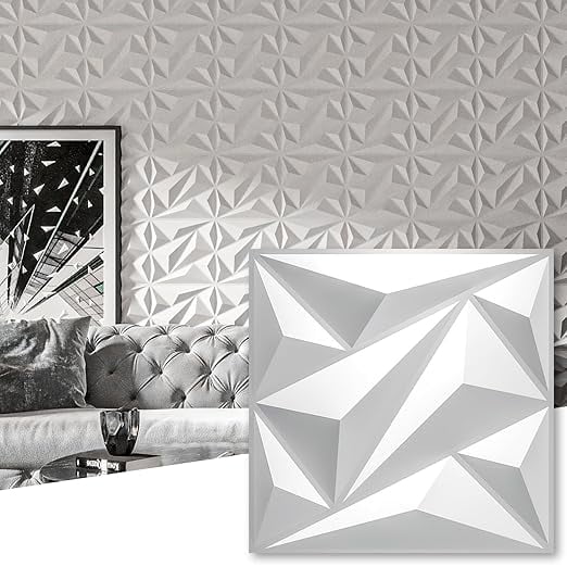Art3dwallpanels 33 Pack 3D Wall Panel Diamond for Interior Wall Décor, PVC Flower Textured Wall Panels for Living Room Lobby Bedroom Hotel Office, Black, 12''x12'' Cover 32.Sq.Ft.