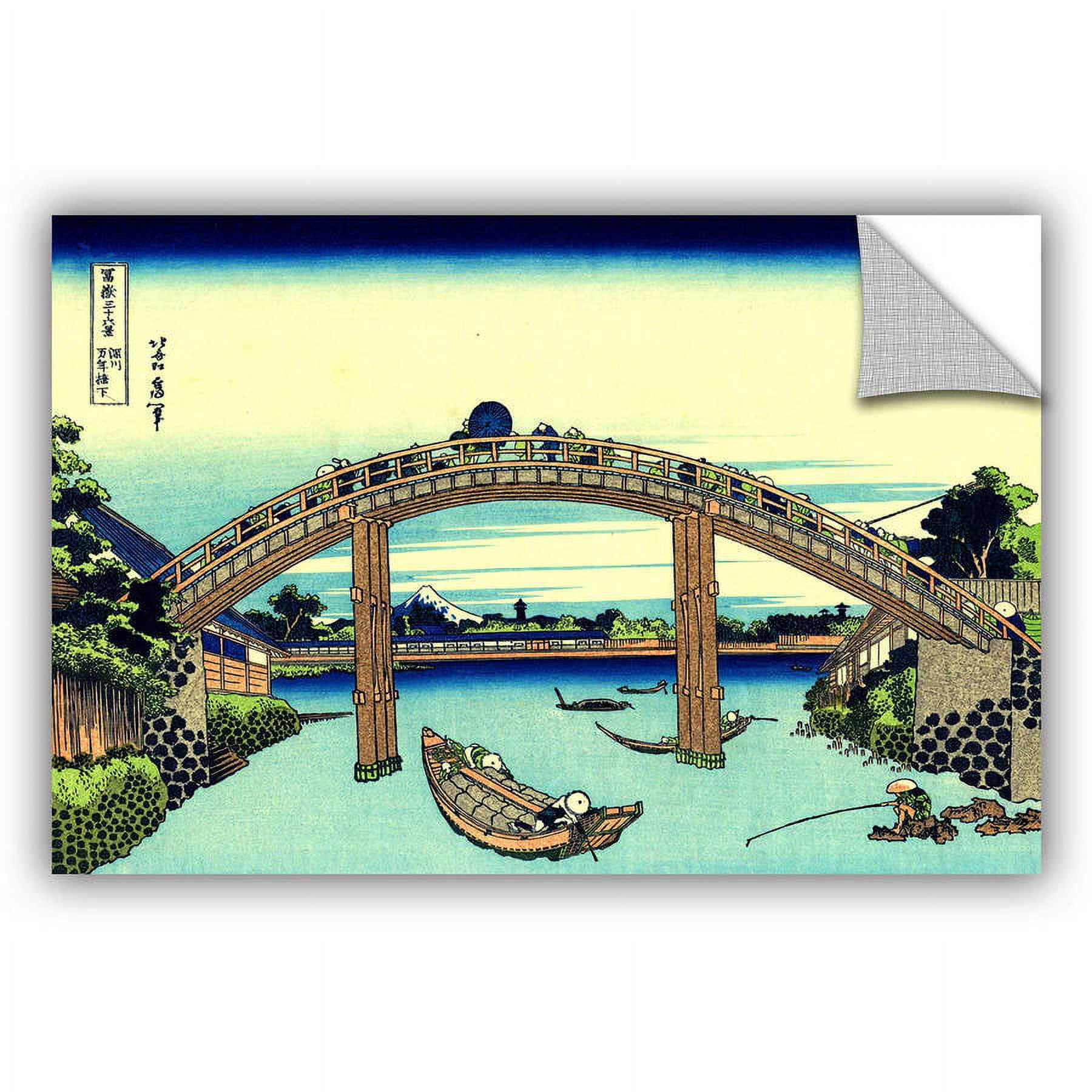 ArtAppealz Katsushika Hokusai "Fuji See Through the Mannen Bridge at Fukagawa" Removable Wall Art