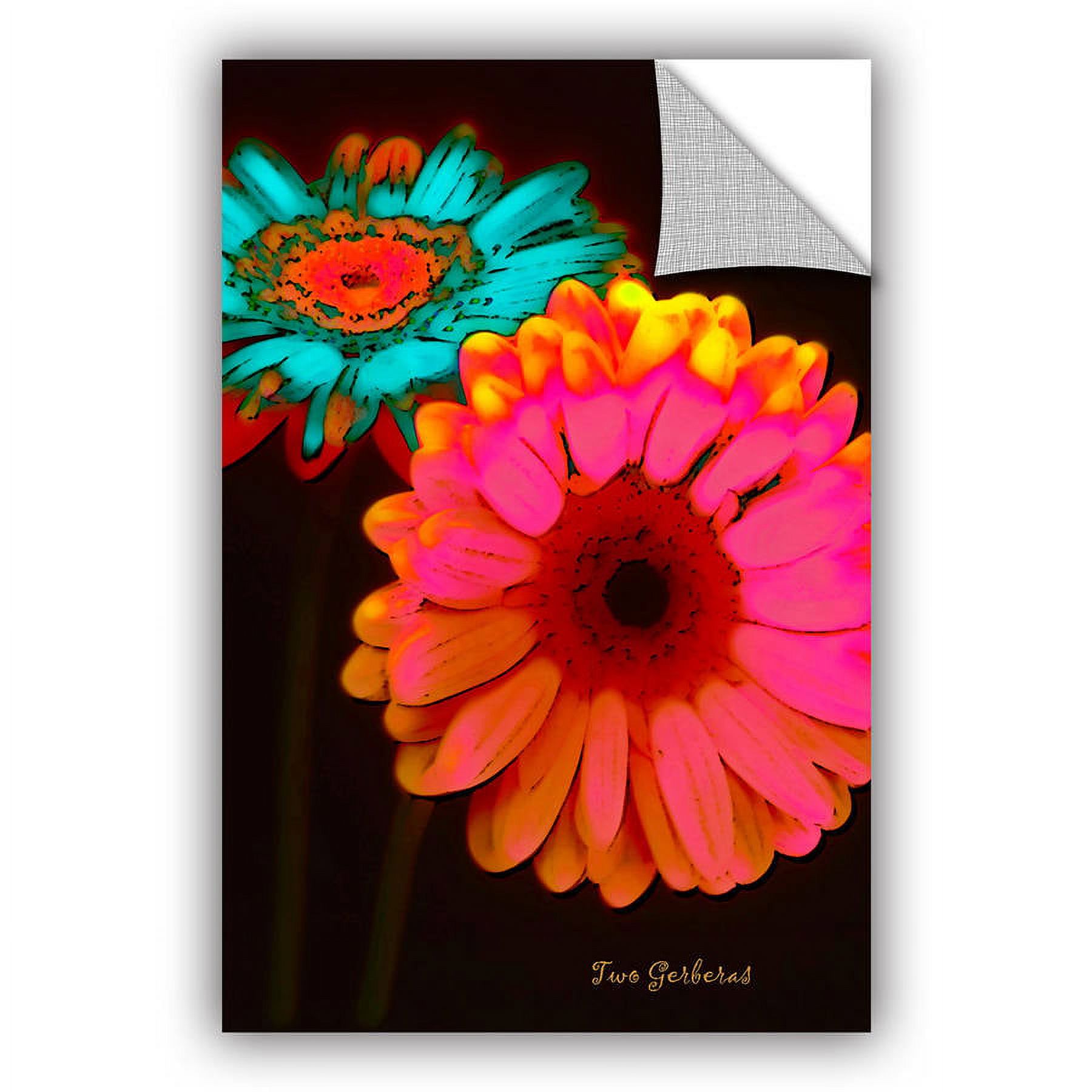 ArtAppealz Linda Parker "Two Gerberas At Night" Removable Wall Art