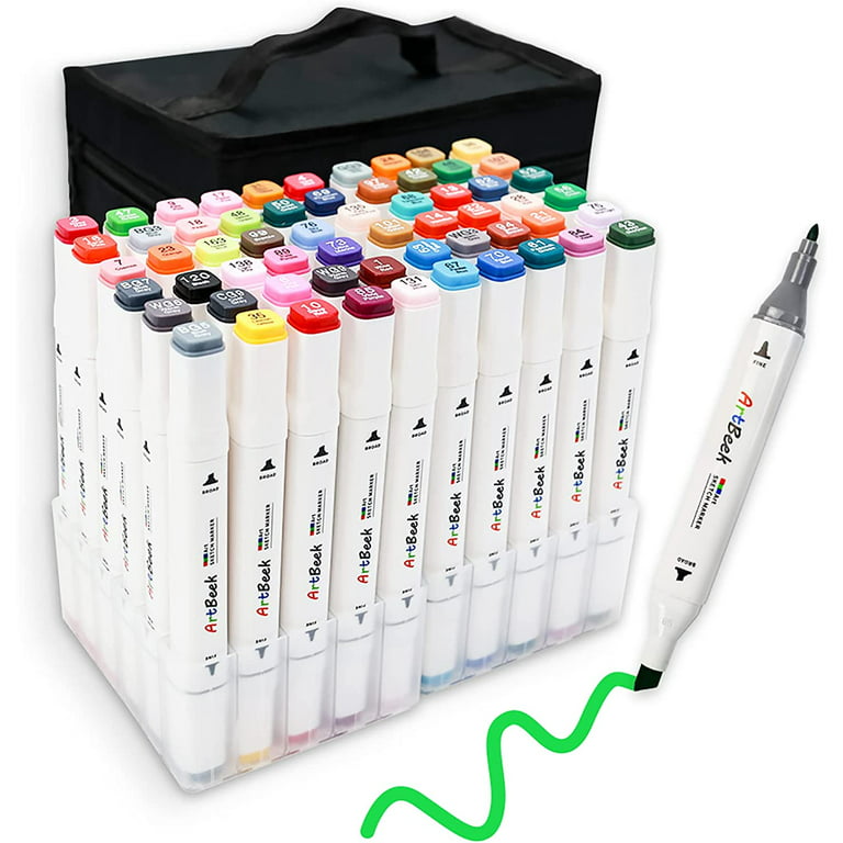 ArtBeek Alcohol Brush Markers 120 Colors,Dual Tip Permanent Artist Sketch Markers for Kids and Adult