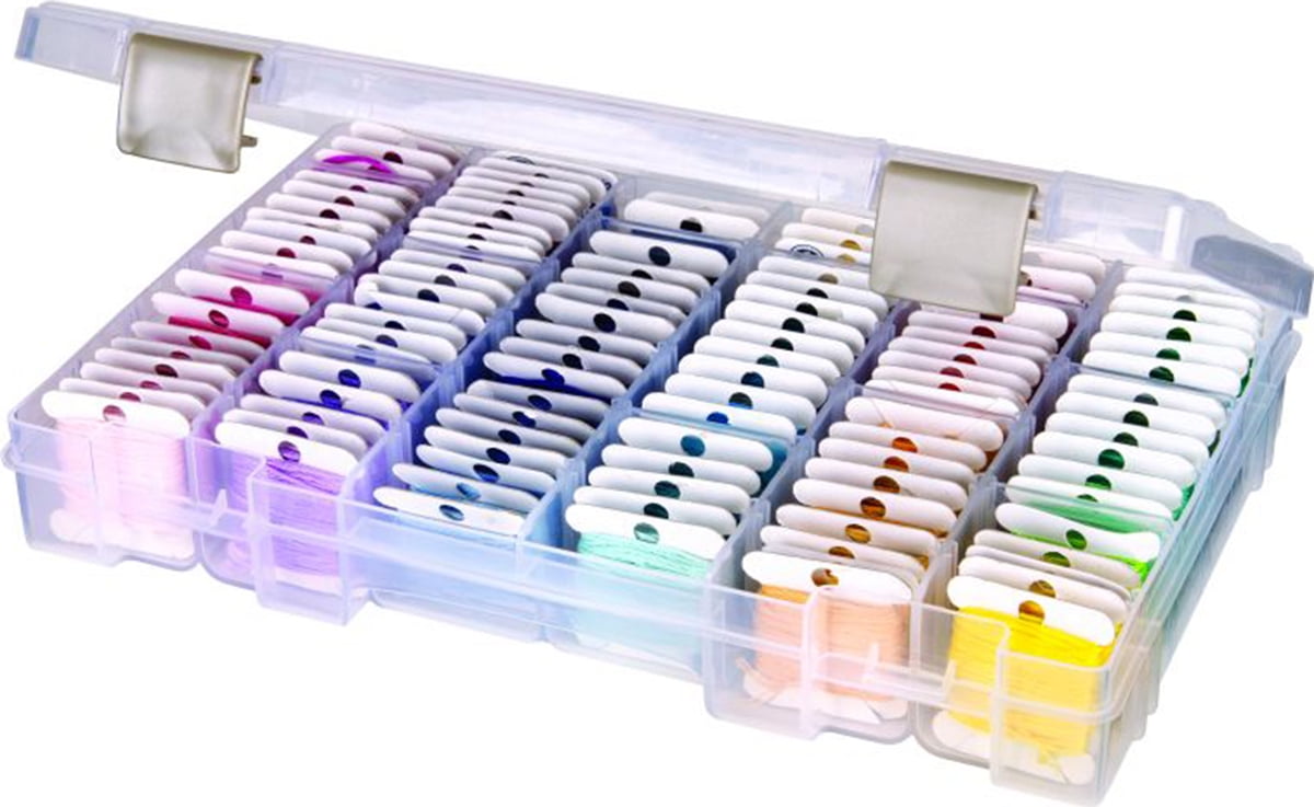 24 Grids Transparent Plastic Embroidery Floss Storage Box Floss Bobbins  Beads Storage Organizer-blue24 Grids Pink (huali)