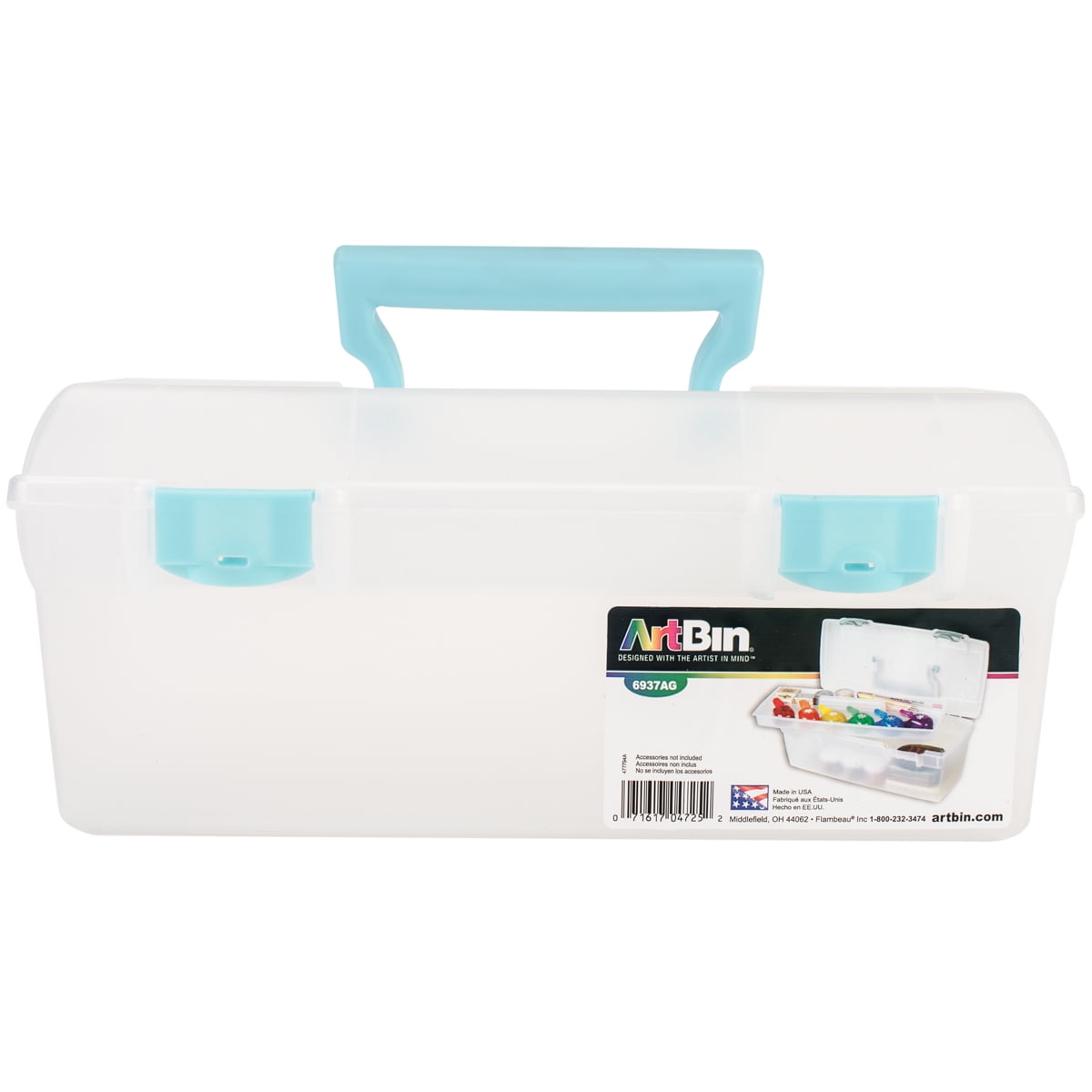  ArtBin 6966AB 16 in. Lift-Out Tray Box, Portable Art & Craft  Organizer with Handle and Tray, Clear