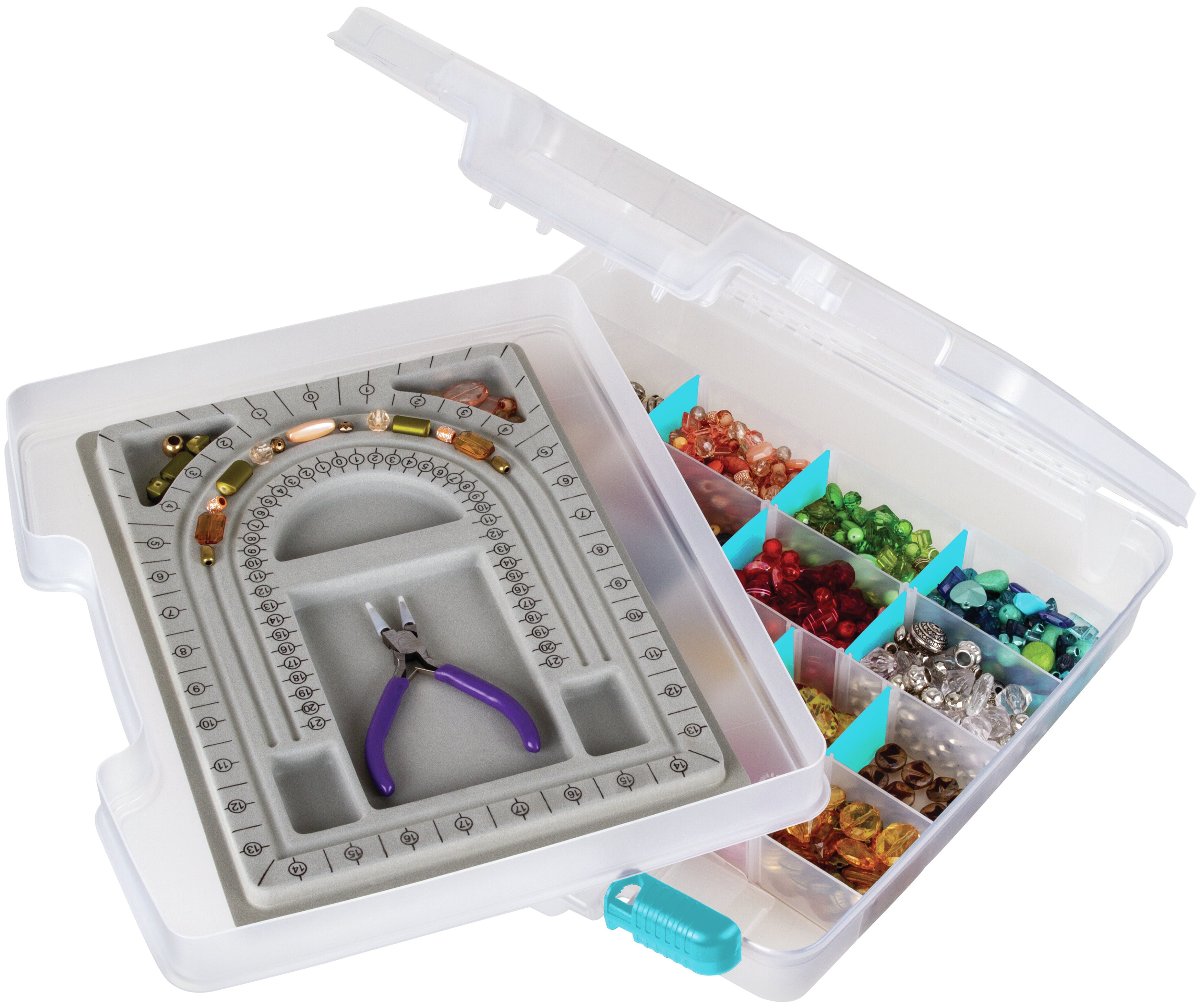 ARTBIN Jewelry Project Box, Translucent, Quick View, Craft Storage, 15 inches Long, Includes Bead Tray